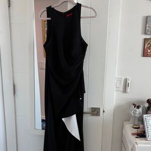 Carmen Marc Valvo Black Maxi Dress with White Accent